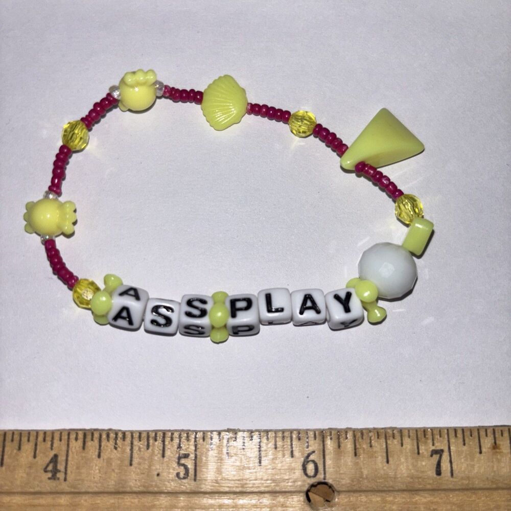Multicolor “A*s Play” Bracelet Adult Humor Beaded Handmade Naughty Accessories